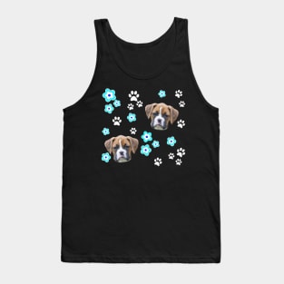 Fawn Boxer Puppy Gifts, on Pink with Flowers Tank Top